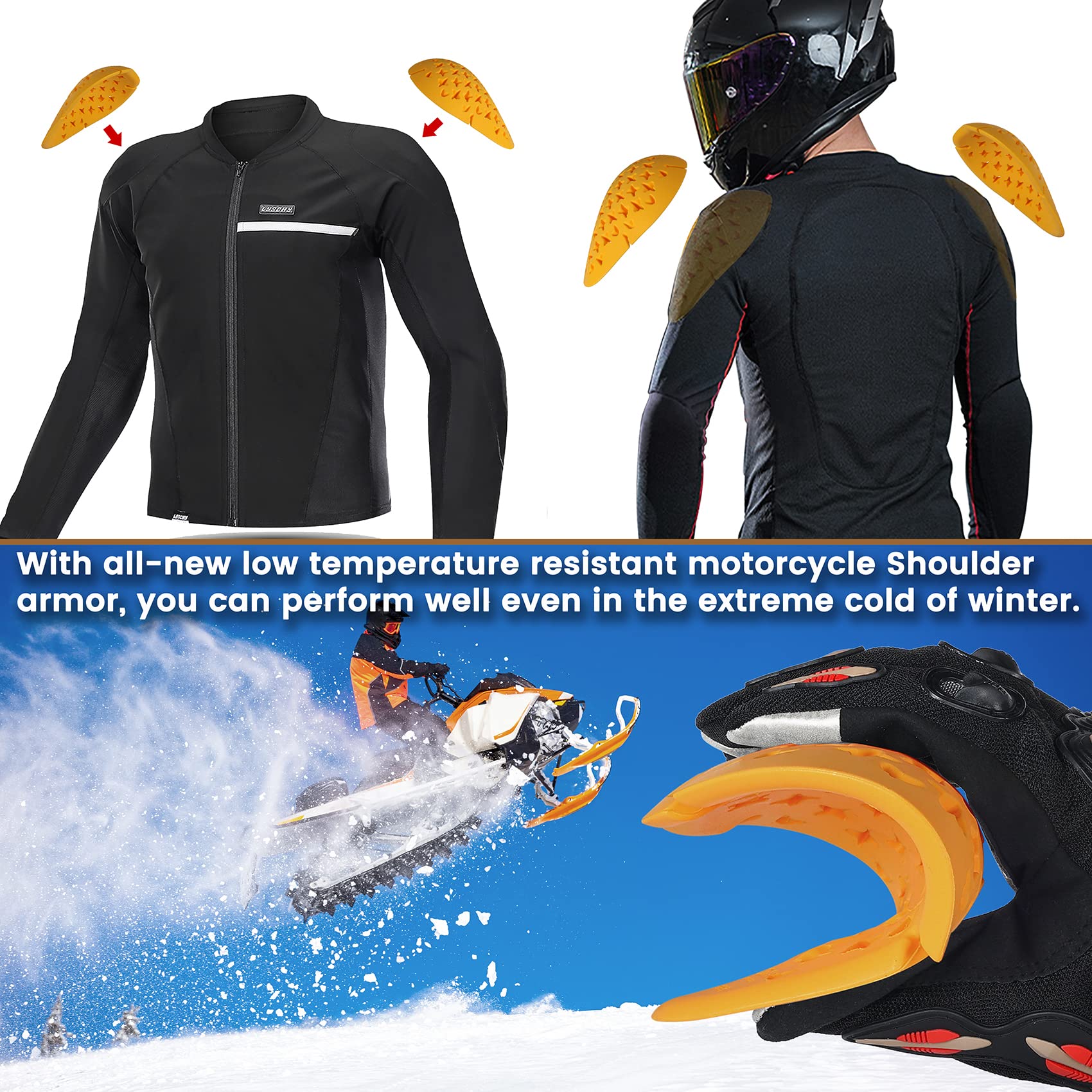 Odporne na niskie temperatury motocyklowe ochraniacze na ramię -30℃ CE Armor Insert Pad (żółte ramię)