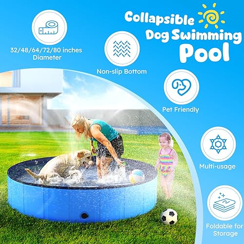 Miniatura 2 de Niubya Piscina plegable para perros, piscina plegable de plástico duro para perros, bañera portátil para mascotas, perros y gatos, piscina para
