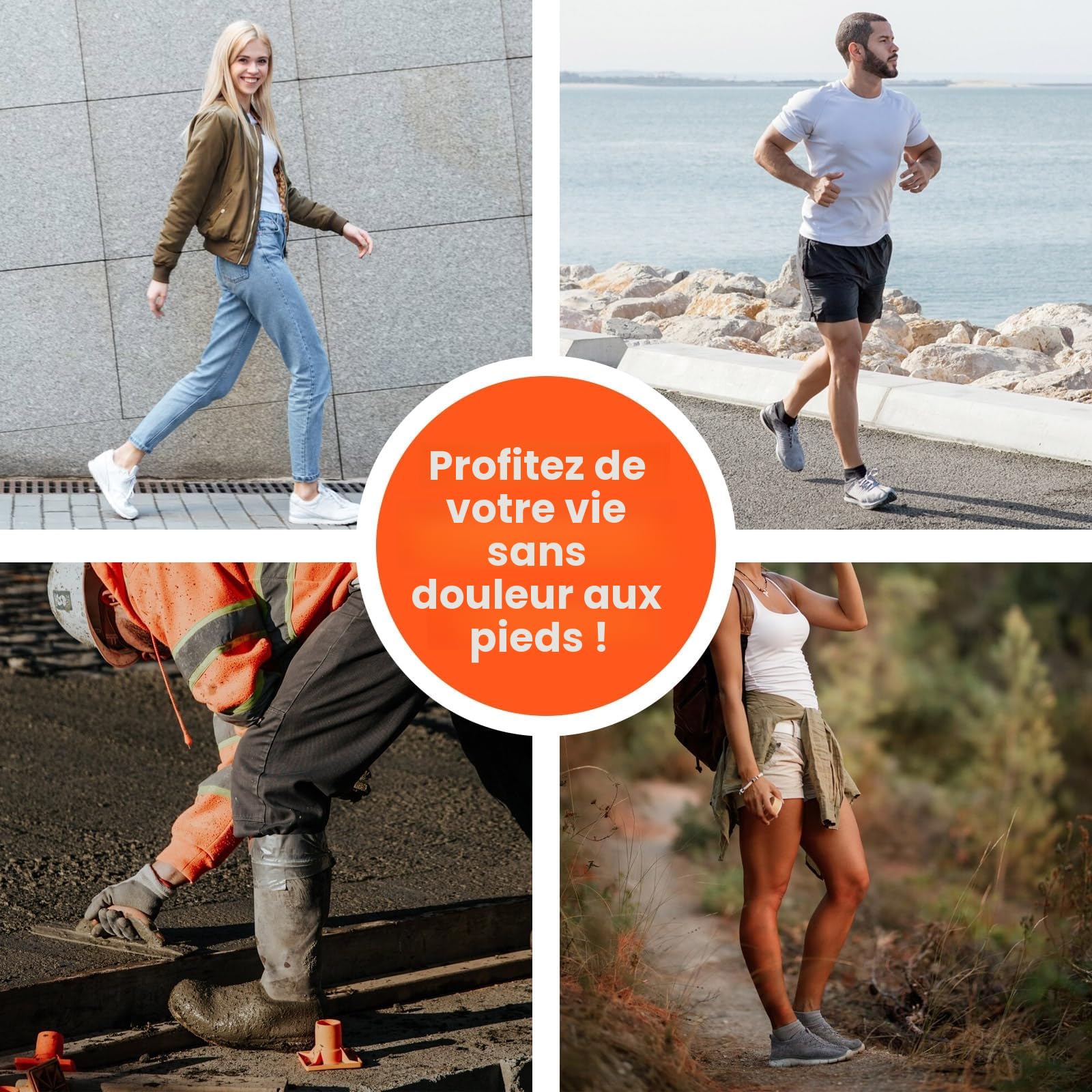 Fasciite plantaire semelle de soutien de la voûte plantaire - Welnove réduire la fatigue semelle orthopédique pour soulager la douleur au pied, pieds plats, épines au talon, hommes et femmes (M)