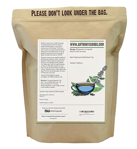 Miniatura 2 de Anthony's Hojas de menta verde secas orgánicas, 1 libra, sin gluten, sin OMG, cortadas y tamizadas