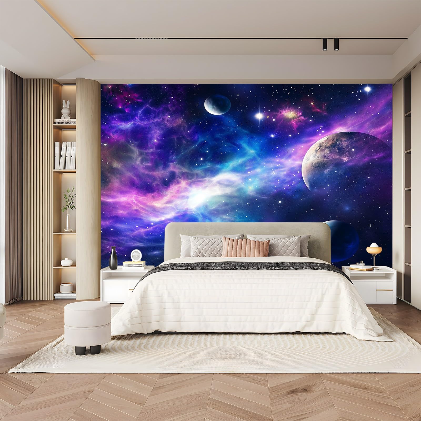 Panoramiczna tapeta fantasy wszechświat planeta niebieski fioletowy 250 x 175 cm (szer. x wys.), gigantyczny plakat ścienny 3D nowoczesna tapeta dekoracja ścienna salon sypialnia sypialnia sypialnia