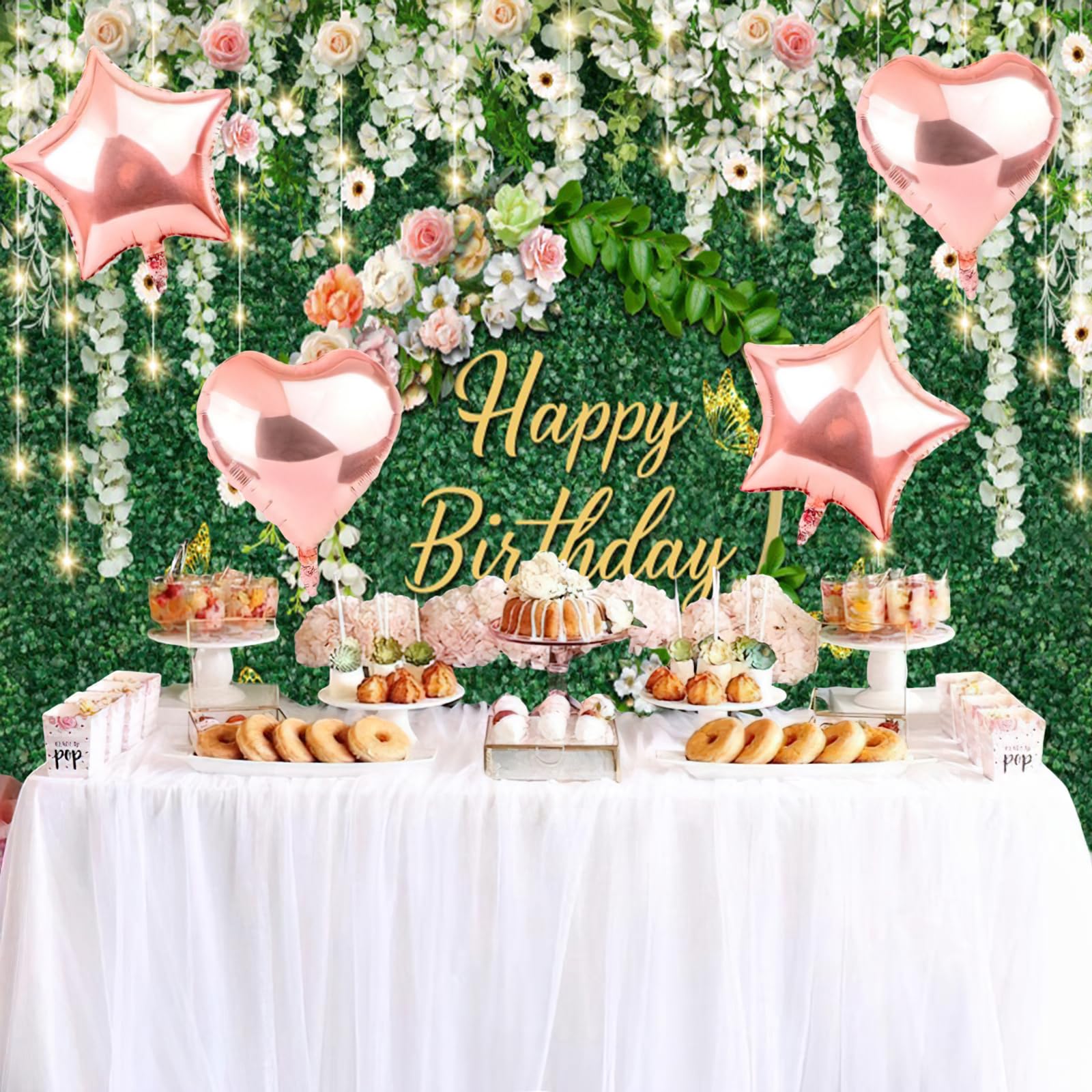 Happy Birthday Party Backdrop 7x5ft - Green Photography Background For Parties & Baby Showers