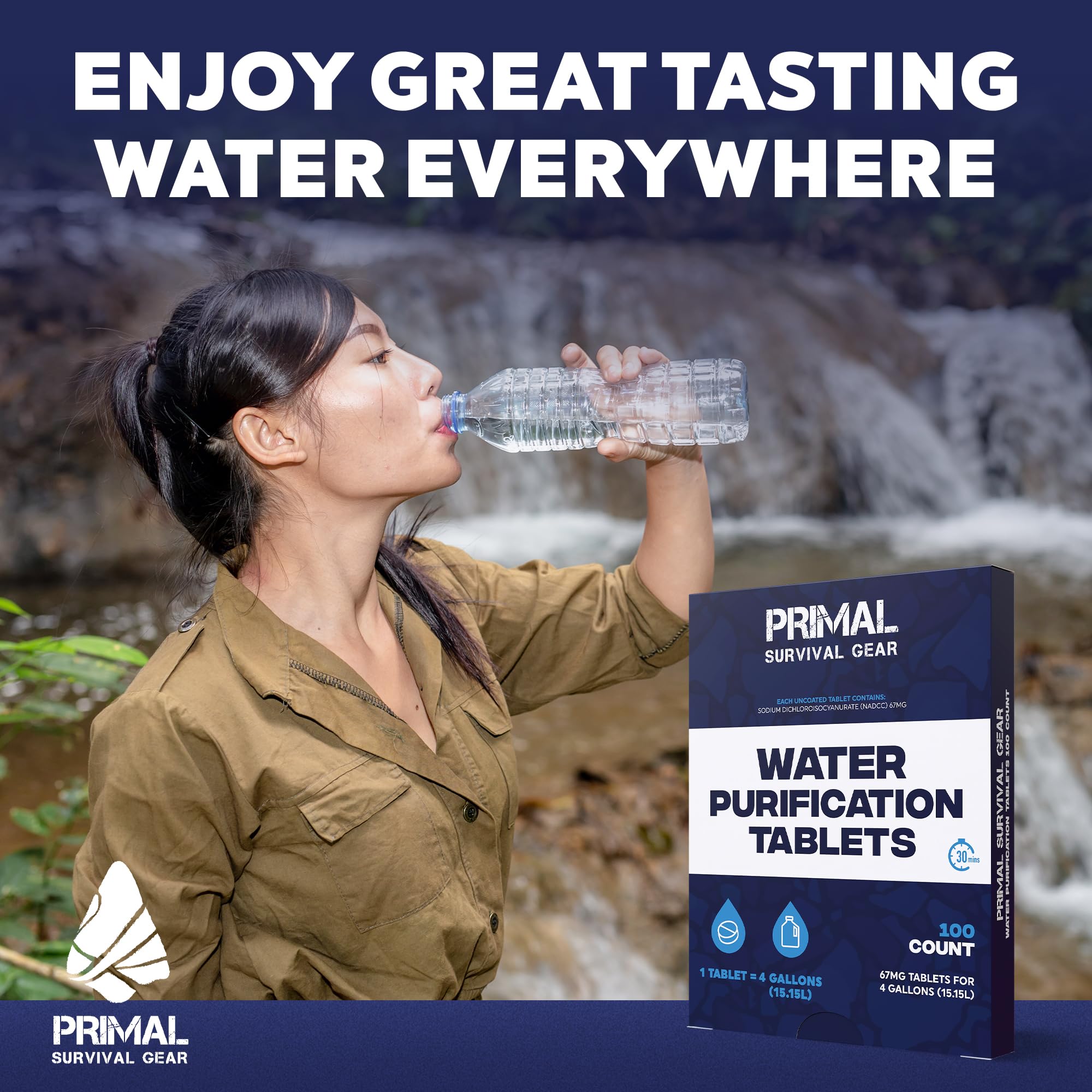 Tabletas purificadoras de agua, tabletas de purificación de agua para agua de emergencia, senderismo, camping, supervivencia, emergencia, sistema de filtración de agua potable, pestañas de