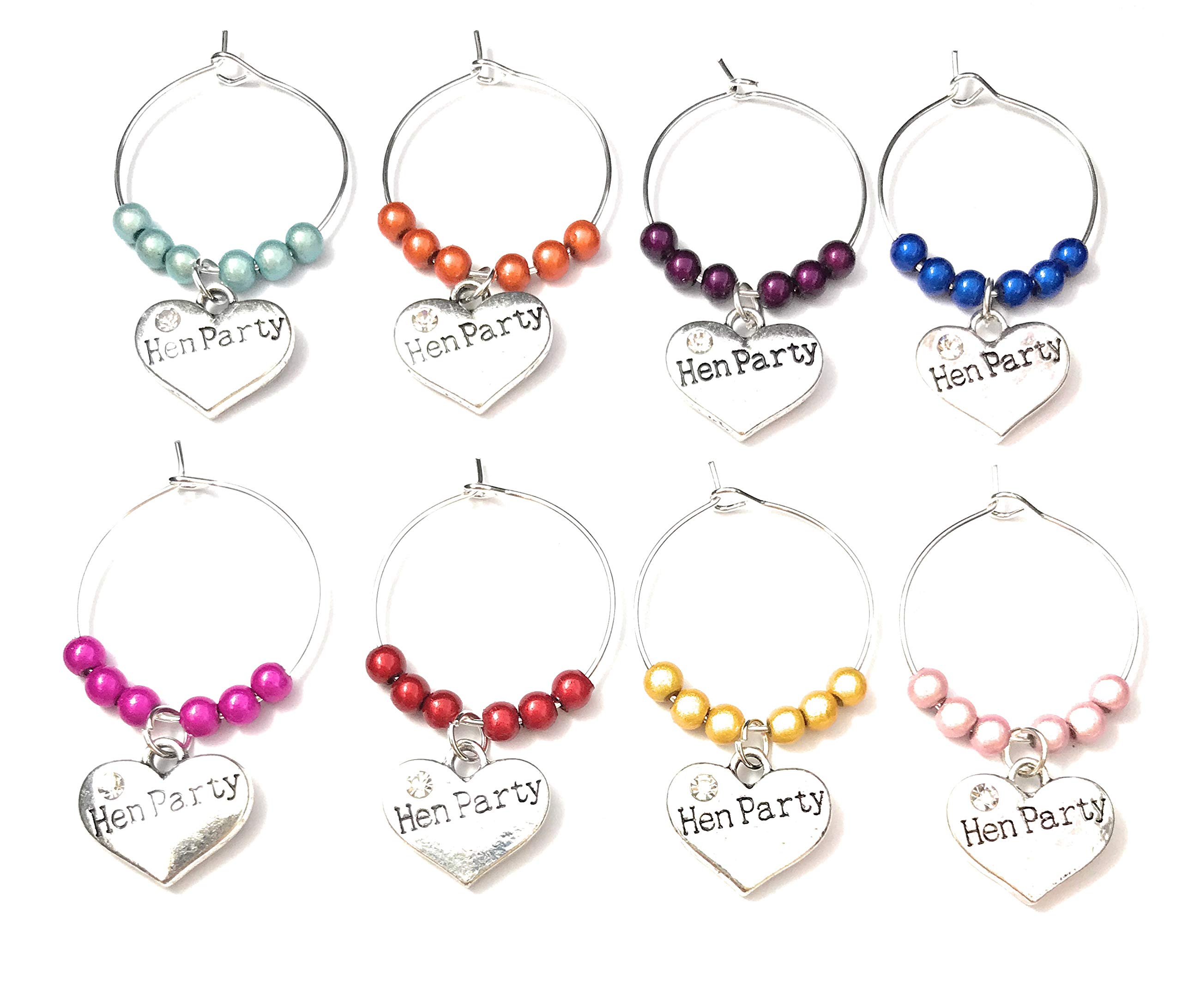 Libby's Market Place Multi Set Of 8 Hen Party Hen Night Hen Do Wine Glass Charms
