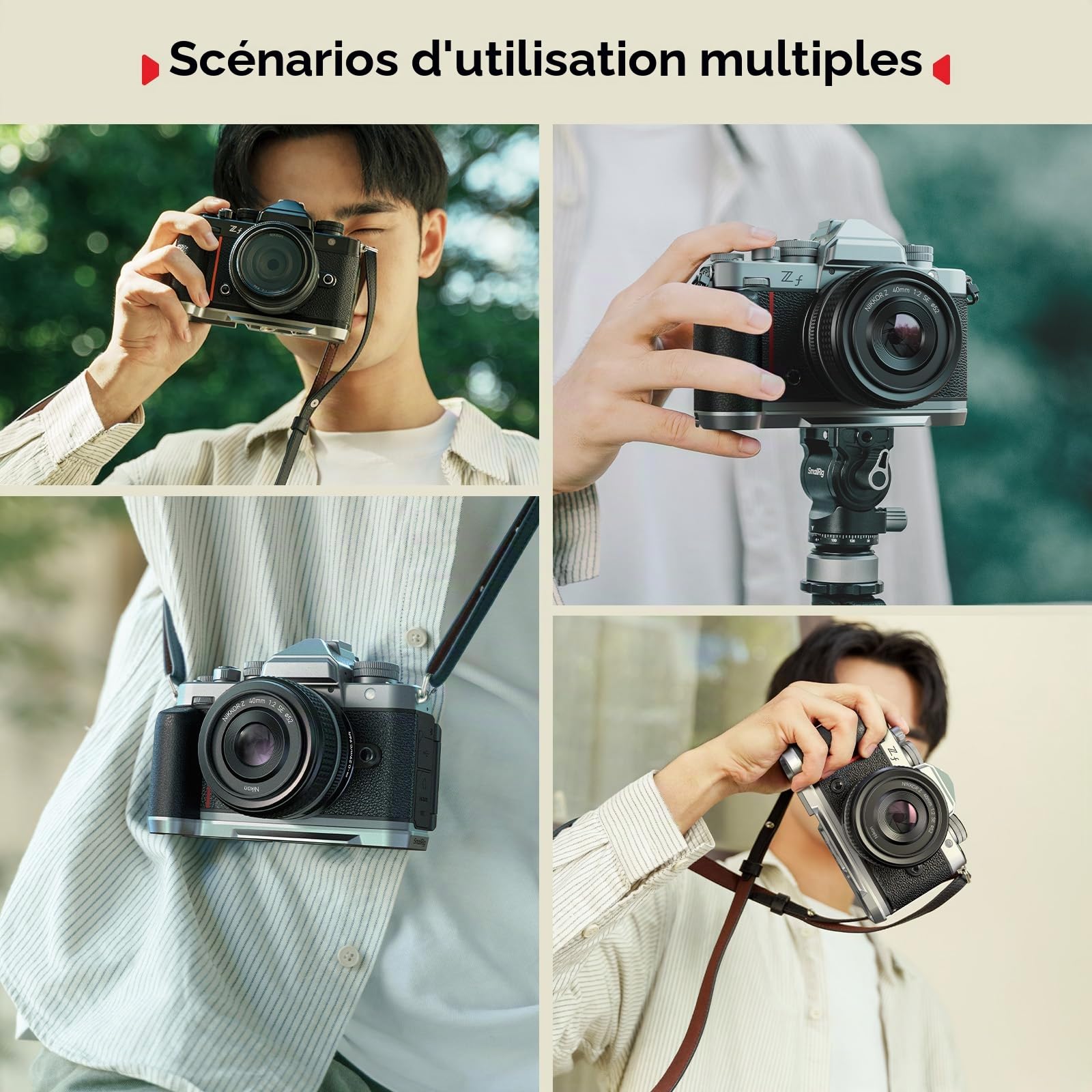 SMALLRIG Poignée en Silicone en Forme de L pour Nikon Z f, avec Plaque de dégagement Rapide intégrée pour Arca et Trou pour dragonne, poignée Ergonomique en Silicone pour trépieds- 5706