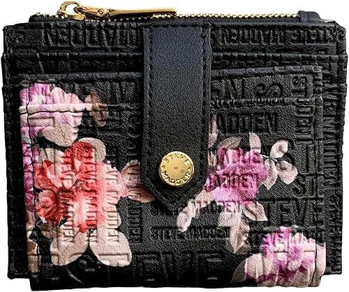 Steve Madden Cartera de tarjetas en relieve e impresión Negro - Steve Madden Estuche para tarjetas