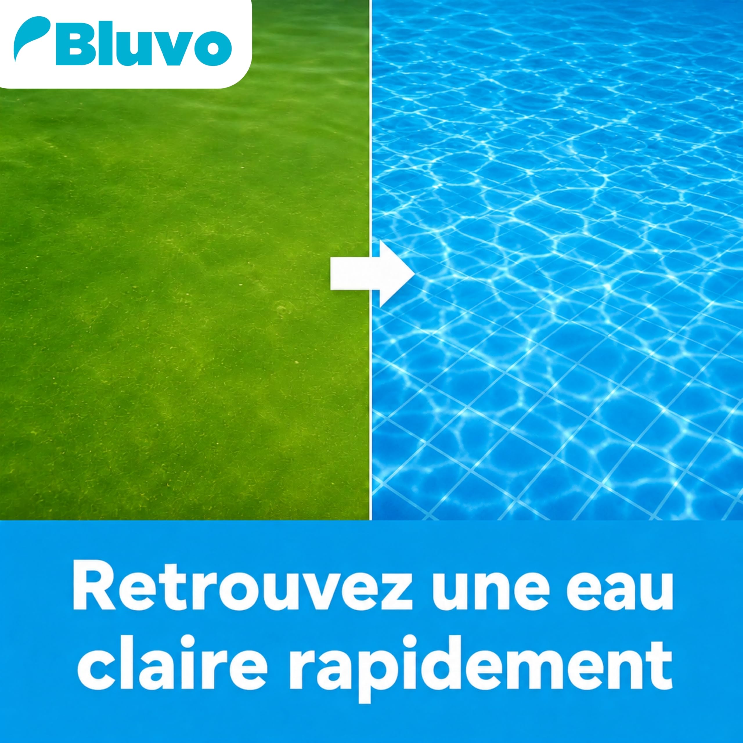 Algicide Anti-Algues Choc Piscine 1L | Rattrapage Eau Verte & Eaux Troubles | Double Action Préventive & Curative | Stop Algues pour Piscine et Spa