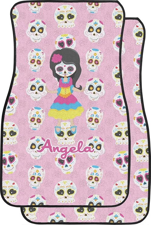 Personalized Kids Sugar Skulls Car Floor Mats (Front Seat)