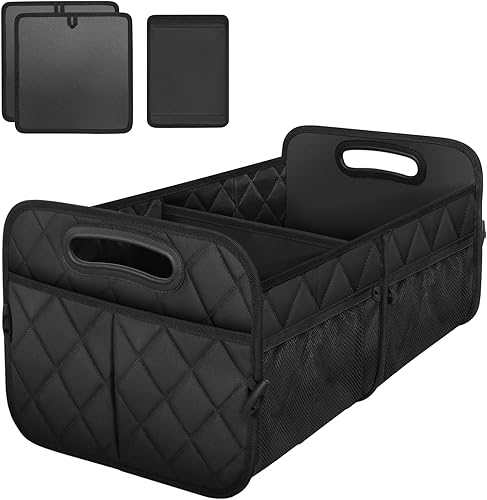 Deosk Organizador de coche plegable con 6 bolsillos, almacenamiento de maletero con múltiples compartimentos, color negro