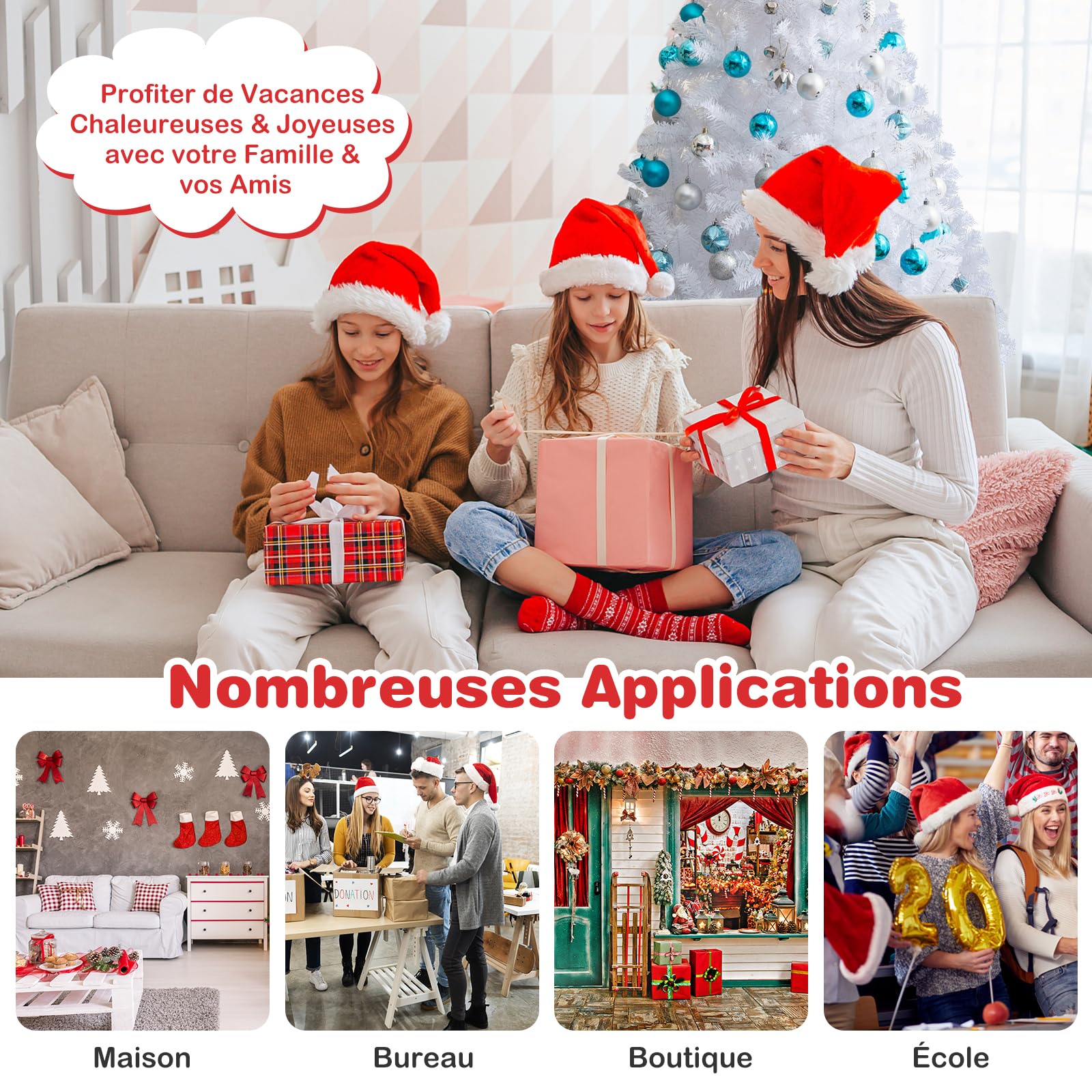 GOPLUS Sapin de Noël Artificiel Blanc 180 cm, Arbre de Nöel avec 650 Branches, Socle en Fer, Feuilles en PVC, Décoration de Noël, Idéal pour Suspendre Guirlande de Lumières et Etoile, 4 Tailles