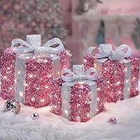 Vista 12 de Decoraciones de Navidad Azules, Cajas de Regalo Iluminadas de Navidad 140 LEDs Regalos Luminosos Decoración Navideña, 8 Modos y Función de Azul