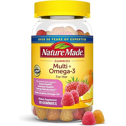 Nature Made Womens Gummy Multivitamins with Omega-3, Multivitamin for Women for Daily Nutritional Support, 80 Gummies, 40 Day Supply