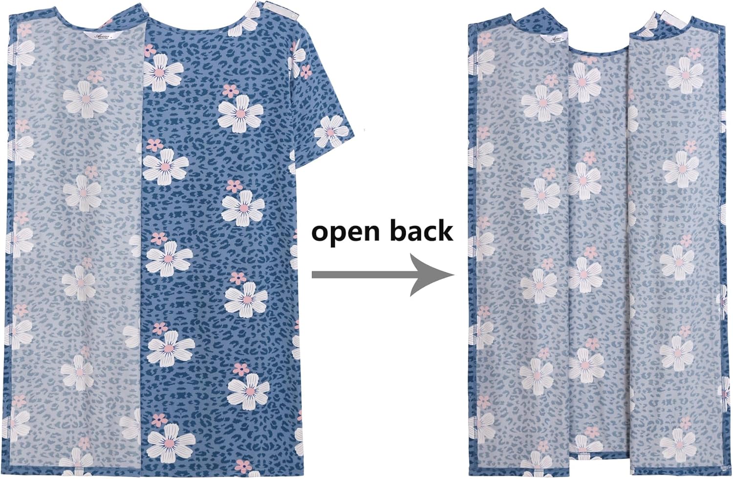 AVIIER Hospital Gowns for Women Open Back Adaptive Clothing Nightgowns Post Shoulder Surgery Dress - Image 4