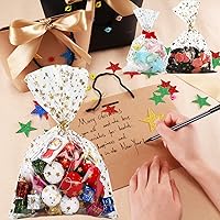 Vista 7 de 100 bolsas de regalo con estampado de estrellas de 6 x 10 pulgadas, bolsas de celofán para regalo, bolsas de regalo de fiesta, bolsas transparentes