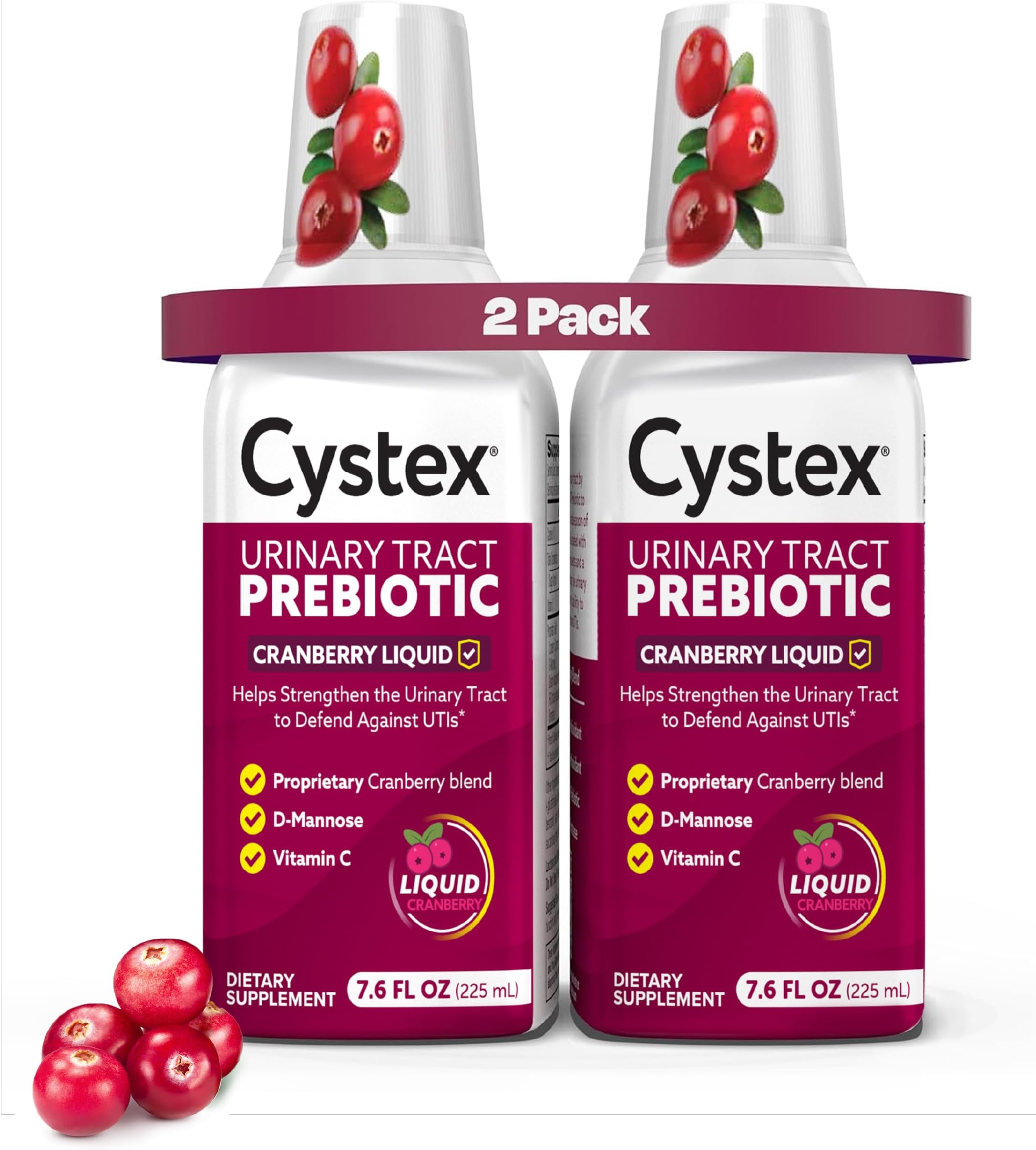 Cystex Cranberry Urinary Health Supplement Liquid, 7.6 fl oz (2 Pack)