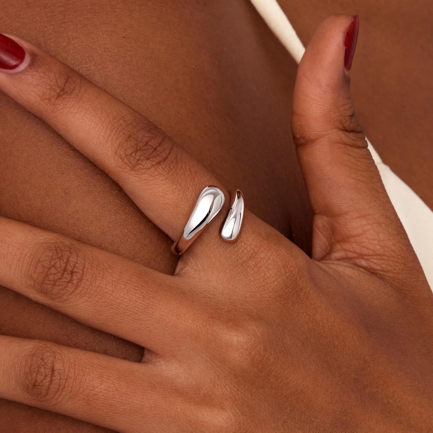 Inerney Gold Chunky Rings for Women Non Tarnish, 14K Gold Plated Adjustable Rings for Statement, Stackable Thumb Pinky Bands Comfort Fit Size 5-11 for Jewelry Gift - Image 2