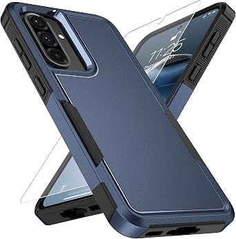 Vinve for Samsung Galaxy A36 5G Case with HD Screen Protector, Military-Grade Shockproof & Dual-Layer Protection, Anti-Slip Grip Design Phone Case, Blue