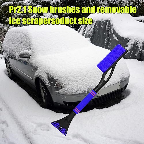 Miniatura 5 de Dickno Rascador y cepillo de nieve para automóvil de 24 pulgadas, rascador de hielo desmontable sin arañazos con agarre ergonómico de espuma,