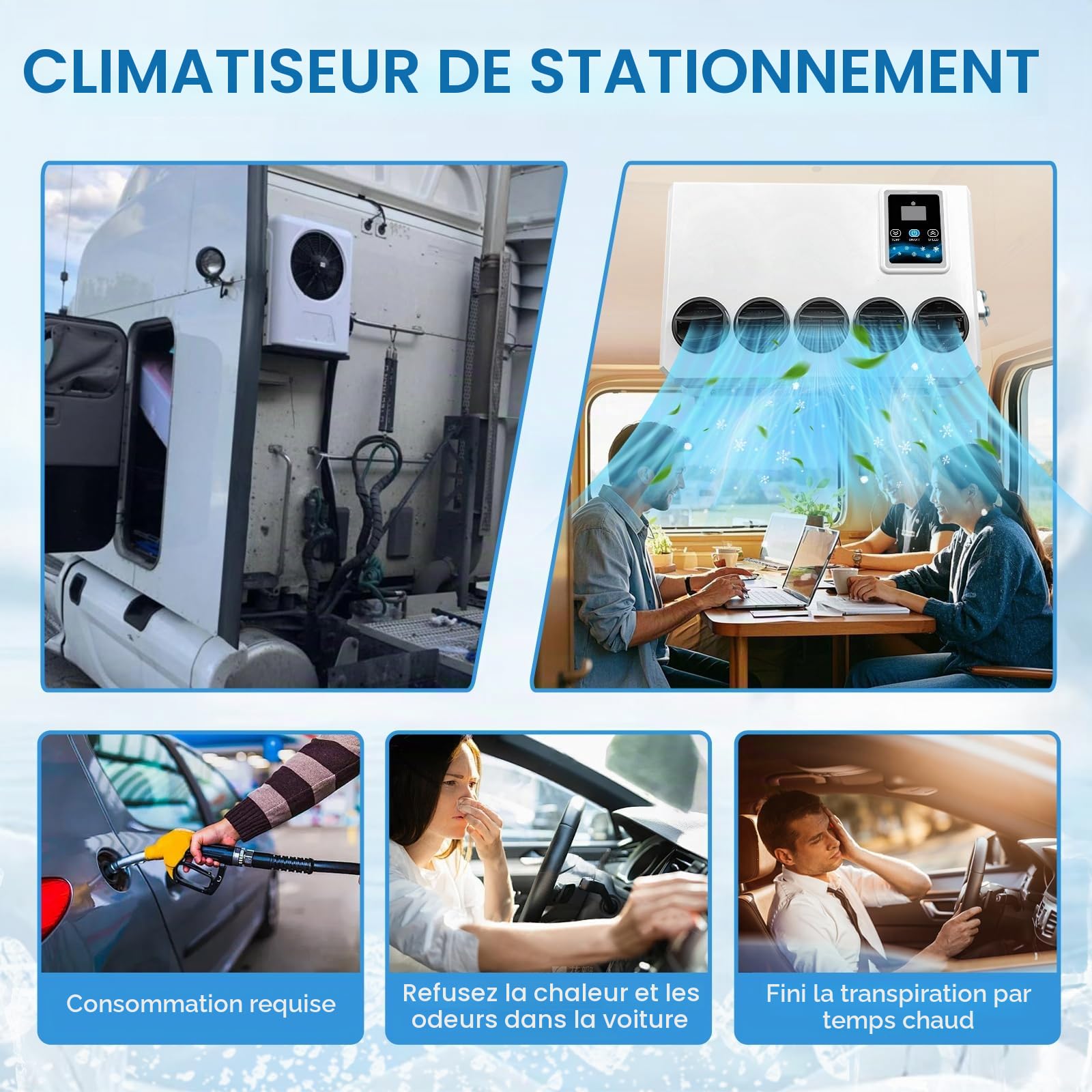 Treeligo Climatiseur 12V pour camion, 10000 BTU, mini split 12V AC, refroidissement à faible bruit pour Big Rig Sleeper, semi-Trucks, pickup, camions, camping-cars, camionnettes, bus
