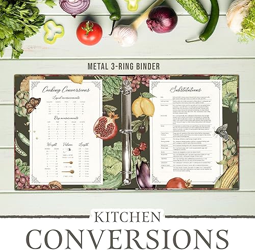 Miniatura 6 de Libro de recetas para recetas propias para entretener y deleitar Carpeta de 3 anillos 8.5x11 página completa con fundas protectoras transparentes