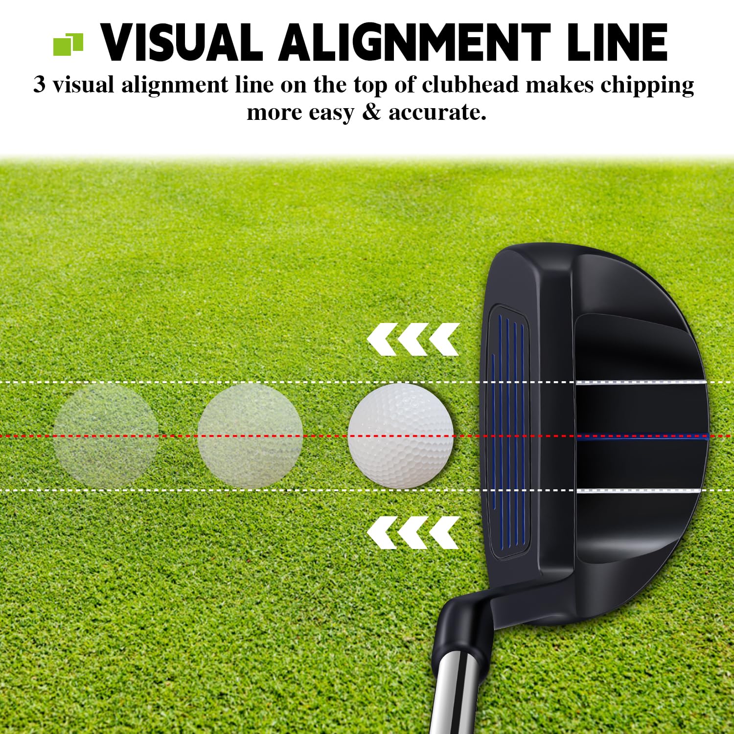 MAZEL Chipper - Palo de golf para hombres y mujeres, 37 grados, 72 grados, cuña de lanzamiento de acero inoxidable de 35 pulgadas para control de juego corto