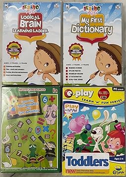 10 English Kids Learning PC CD Rom Set 8 + 3 Free Kids Movies (Ages 4-9)