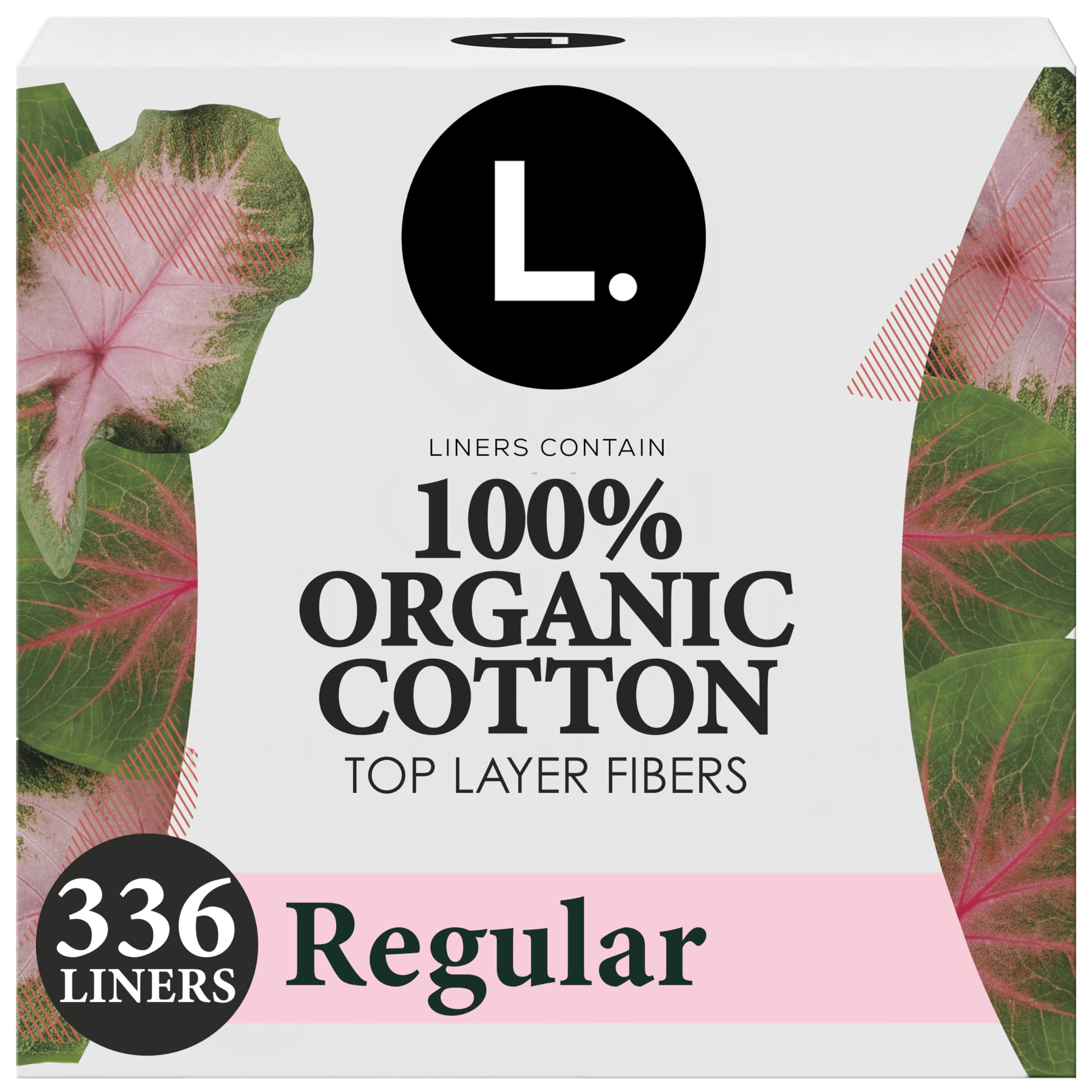 L. Ultra Thin Liners for Women, Regular Coverage, Organic Cotton Top Layer, Unscented Pantiliners, 336 Count (3 Packs of 112)