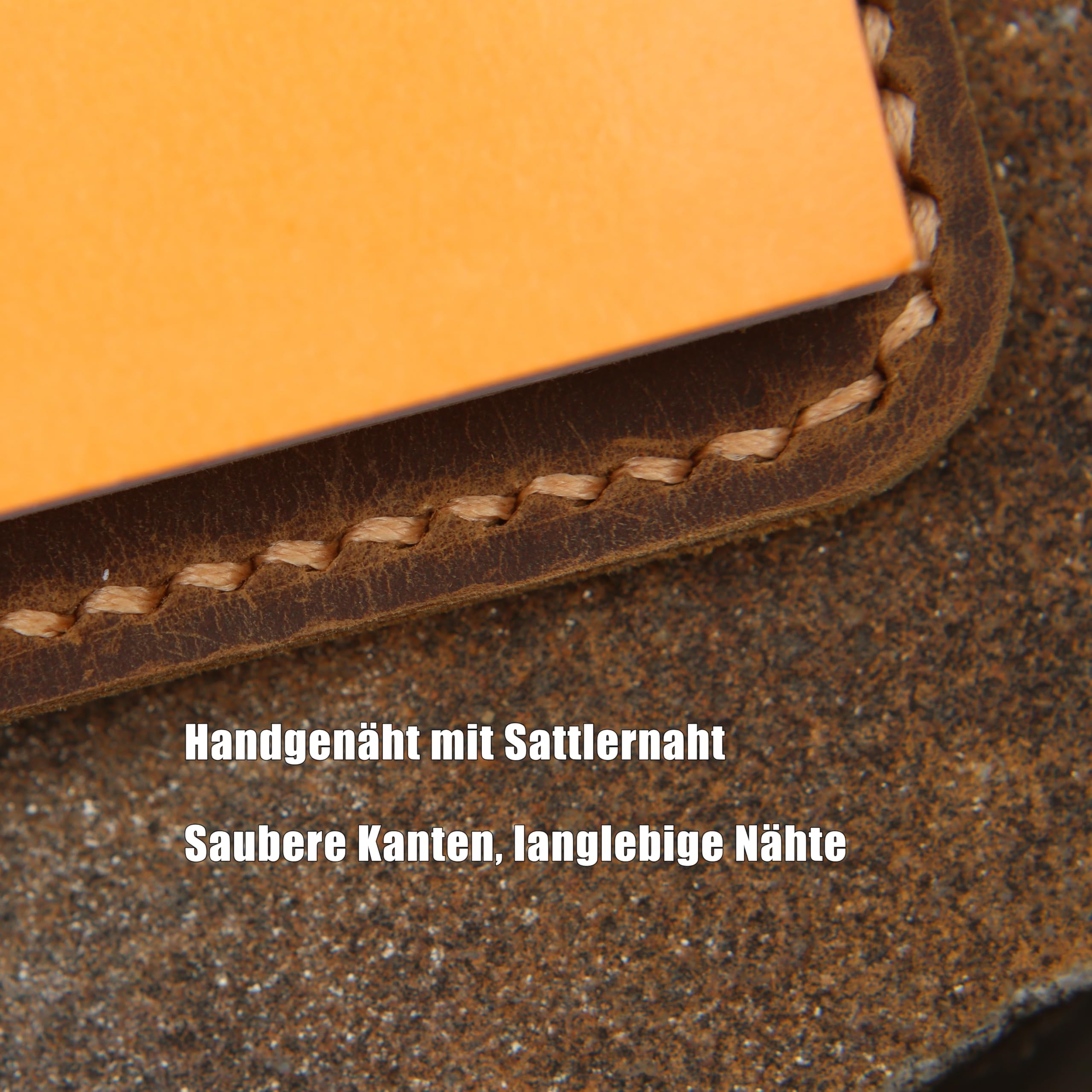 Handgefertigte A5 Leder Dokumentenmappe,Kompatibel mit RHODIA No.16, Crazy Horse Vollnarbenleder, Vintage-Look mit Kartenfächern und Stifthalter, Braun