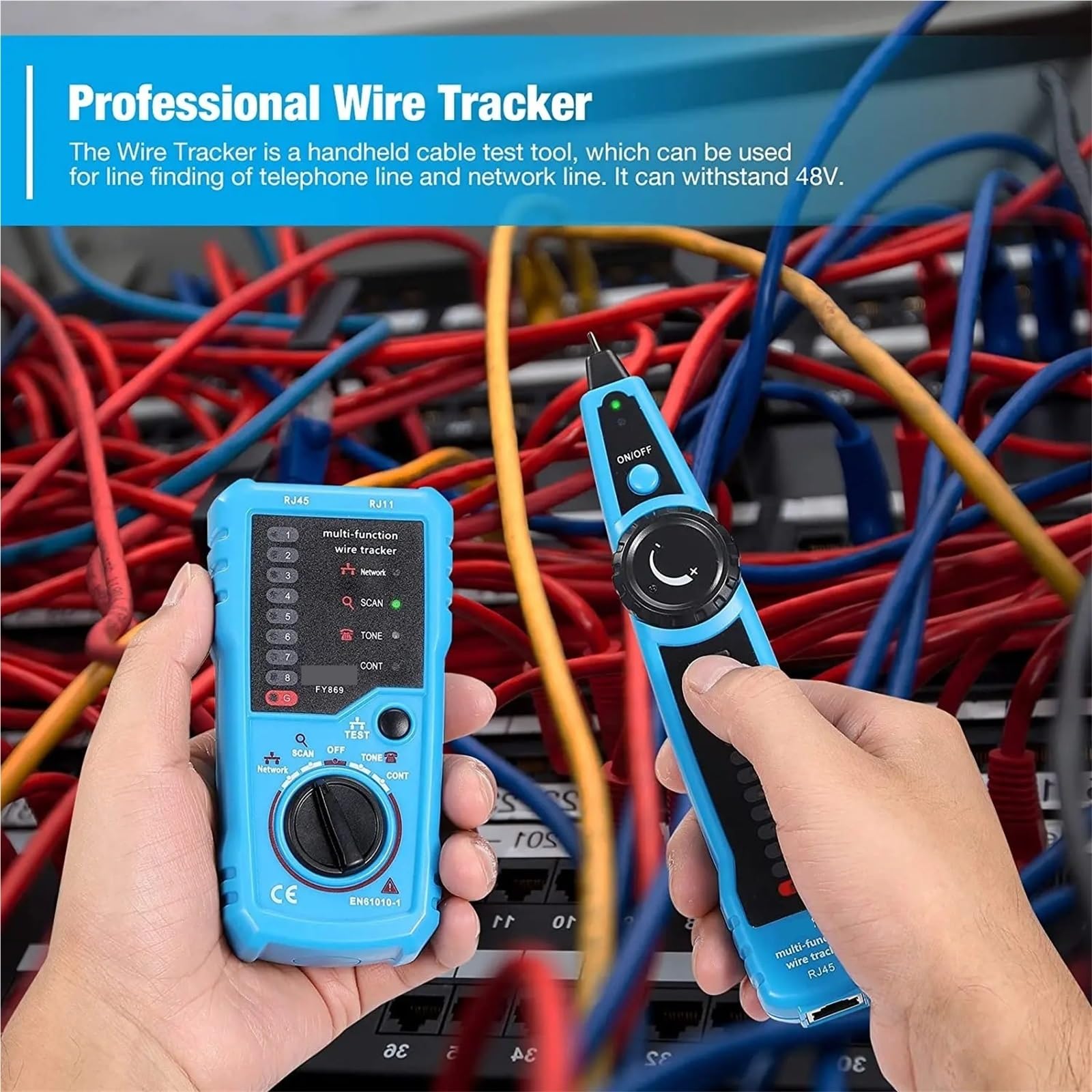 Lokalizator linii Tester lokalizacji kabli do wykrywania kabli sieciowych, telefonicznych, RJ11, RJ45, Cat5, Cat6, Ethernet LAN