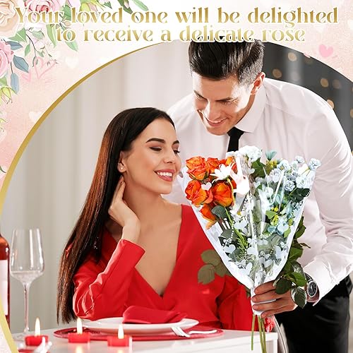 Miniatura 5 de Sayglossy 100 bolsas de flores transparentes para el día de San Valentín, bolsas impermeables para ramos de flores, bolsas de plástico para ramos de