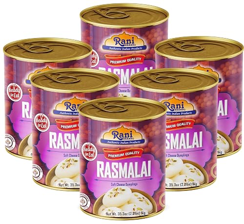 Rani Rasmalai (Soft Cheese Dumplings) 35.3oz (2.2lbs) 1kg, Pack of
