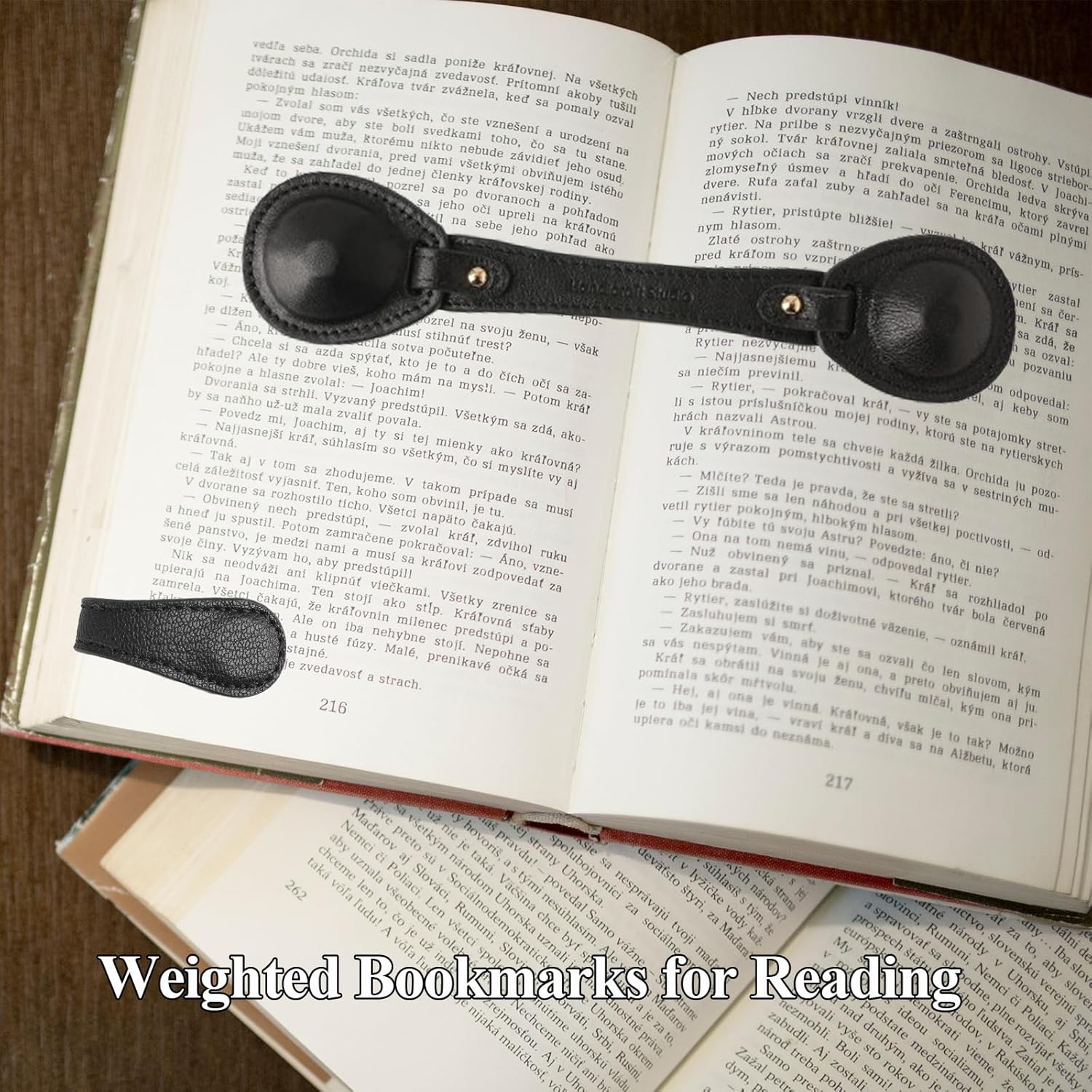 Leather Weighted Bookmarks Page Holder for Women Men, Magnetic Bookmarks for Reading, Book Accessories Gift for Book Lovers Teachers Writers Authors Poets (Black)