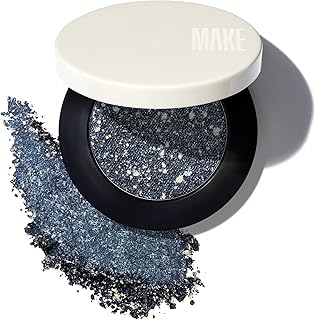 MAKE Beauty Multi-Chromatic Eye Shadow. Metal Reflecting Luminous Foil Finish Creamy, Buildable, Dimensional Long-wear, Crease-proof Powder Eyeshadow, Multichrome Shade - Spark, Navy Blue