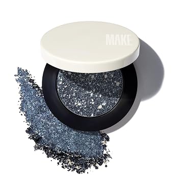 MAKE Beauty Multi-Chromatic Eye Shadow. Metal Reflecting Luminous Foil Finish Creamy, Buildable, Dimensional Long-wear, Crease-proof Powder Eyeshadow, Multichrome Shade - Spark, Navy Blue