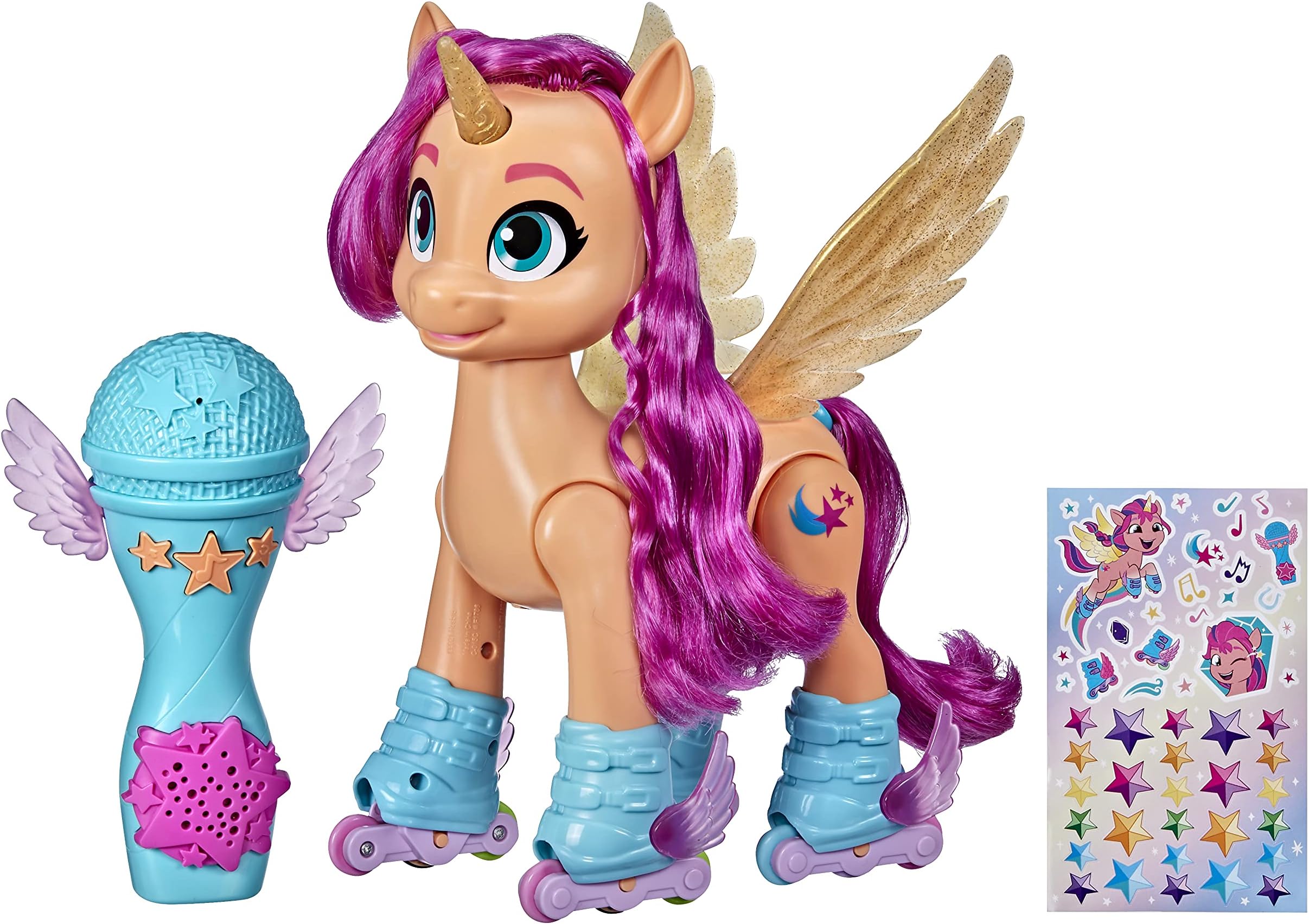My Little Pony: A New Generation Movie Sing 'N Skate Sunny Starscout - Interactive 9-Inch Remote Control Toy with 50 Reactions, Lights, 9 inches