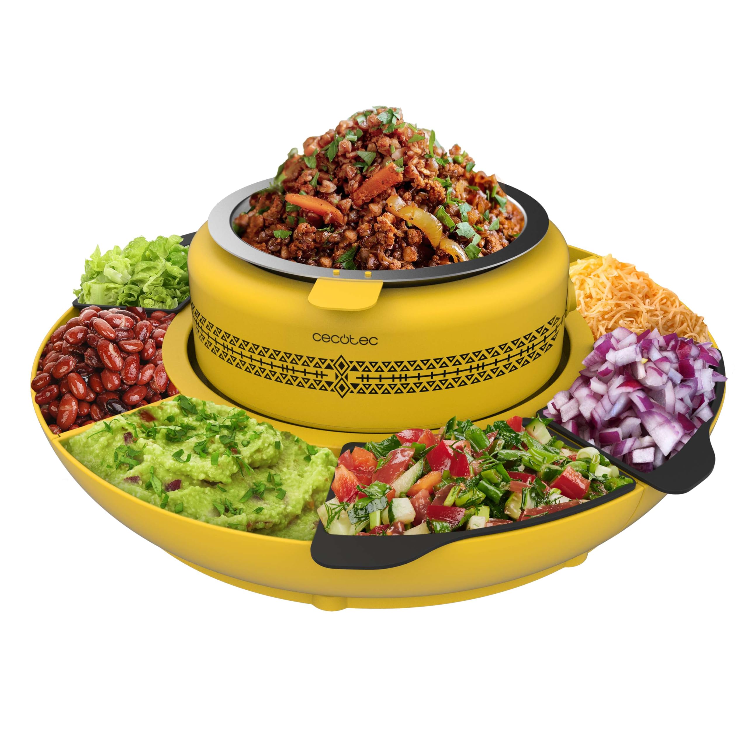 Cecotec Tacos Taco Maker Fun Taco Andale Maszyna do podgrzewania składników. 40 W, 600 ml komora środkowa, atrakcyjny design dla dzieci, 4 przegródki i 4 silikonowe formy