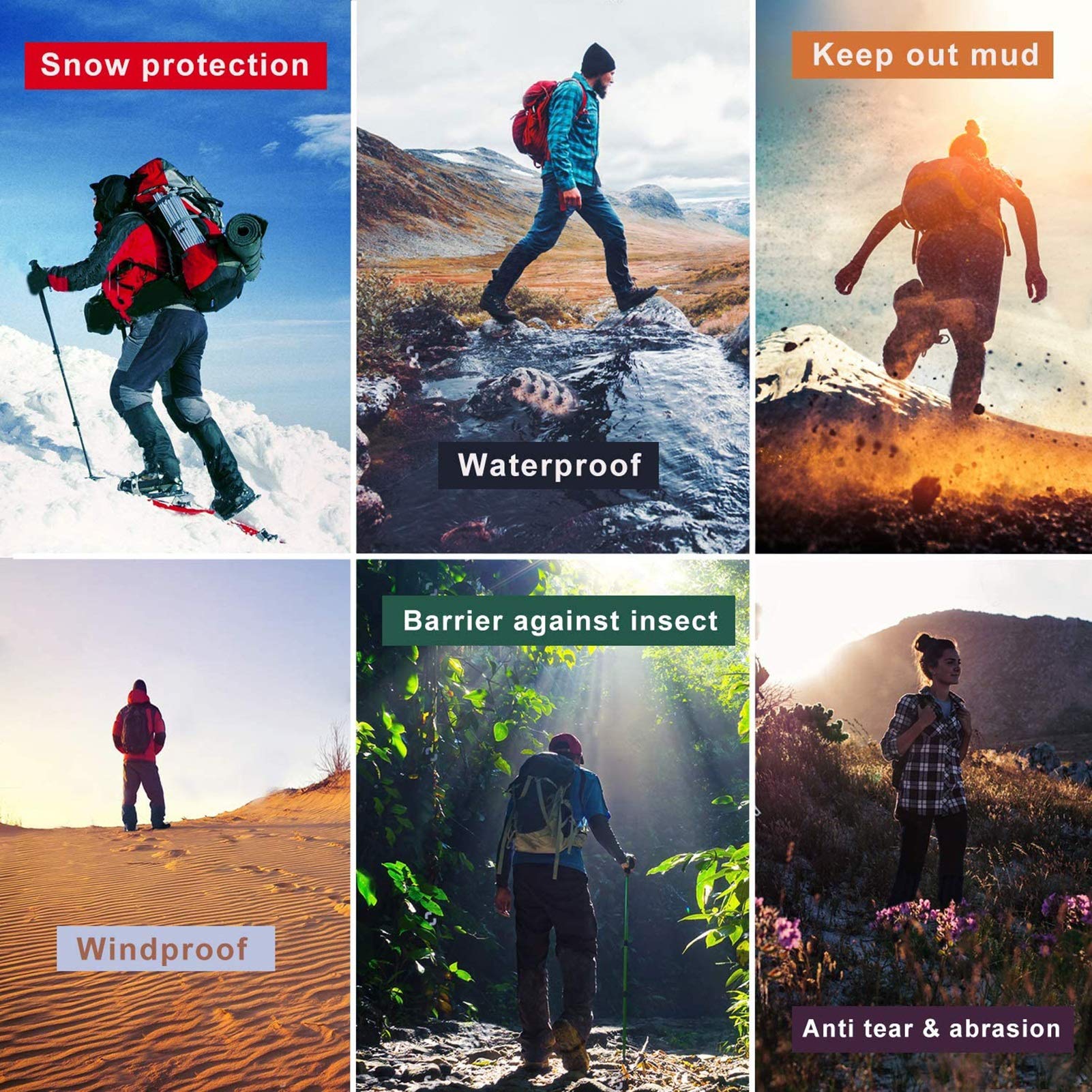 Beingamaschen, Atmungsaktive Schlangengamaschen, Verstellbare Schuhgamaschen, Verschleißfestes 1000D-Gewebe for Alle Outdoor-Sportarten Und Arbeiter (geeignete Schuhgröße: 38–46)