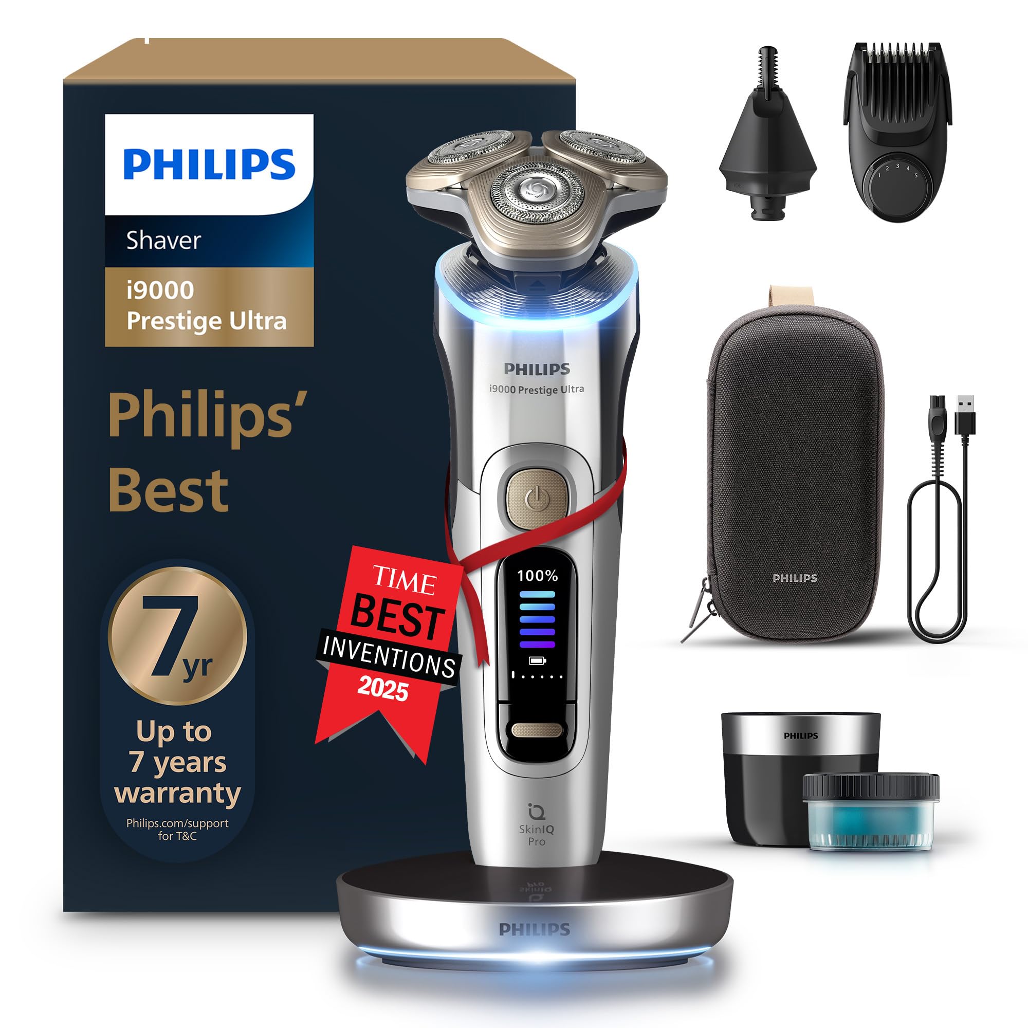 Philips Philips Shaver i9000 Prestige Ultra, Wet & Dry Electric Shaver, Chrome, Skin IQ Pro Technology, Triple Lift & Cut System, 360 Ro