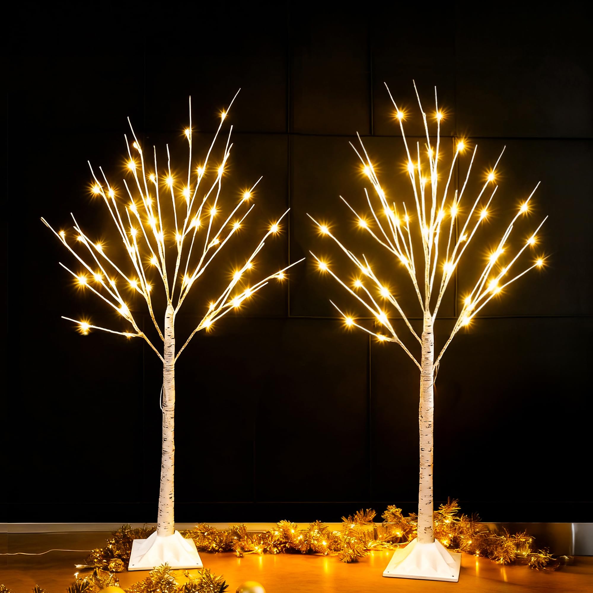Dazzle Bright 2-Pack 4FT Lighted Birch Trees