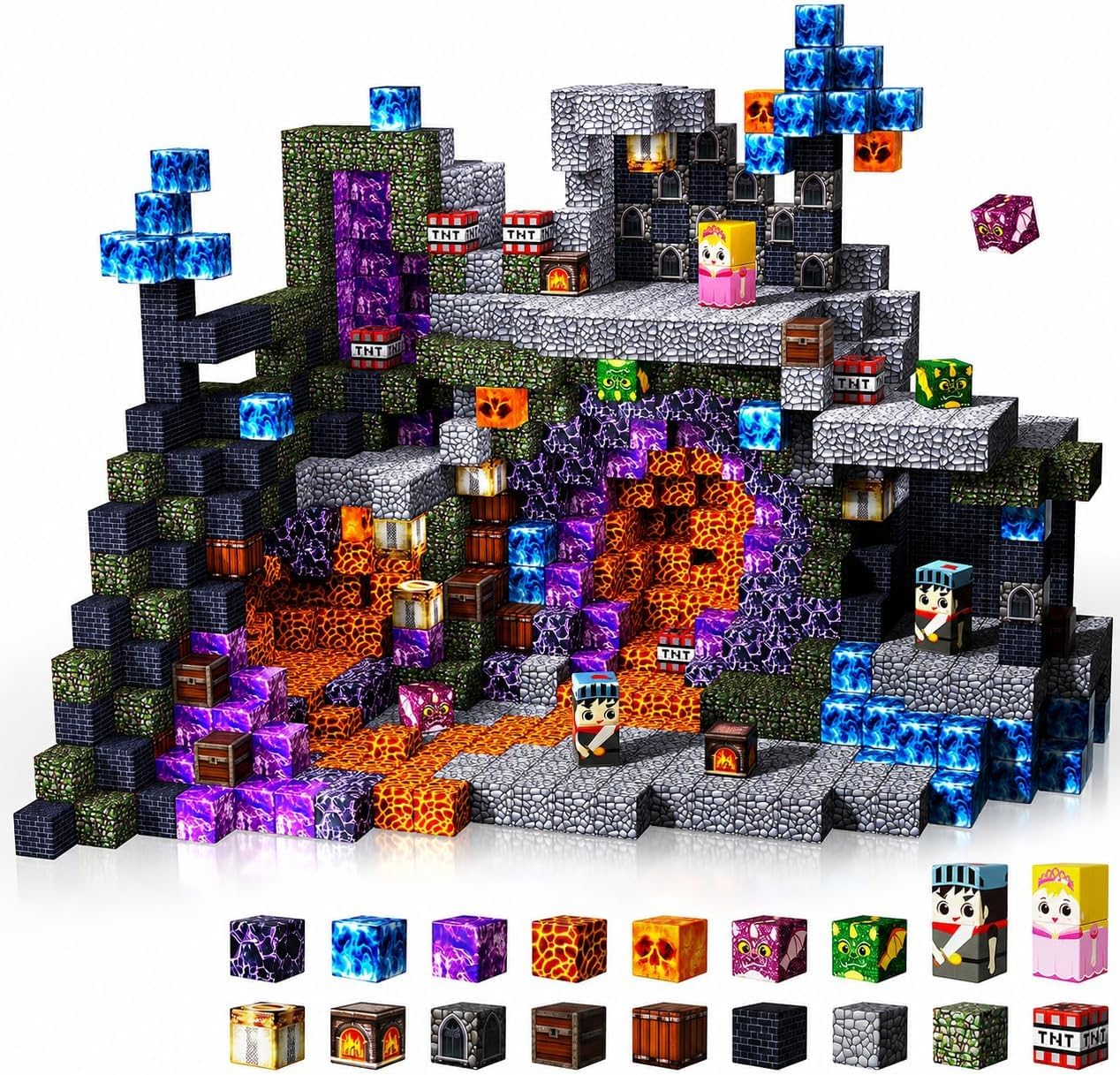 GraceDuck Costruzioni Magnetiche 150 Pcs - Costruisci il tuo Mondo Magnetico: Edizione Salvataggio della Principessa - Blocchi Magnetici per Bambini dai 3 4 5 6 7 8 9 Anni Regalo per Ragazzi e Ragazze