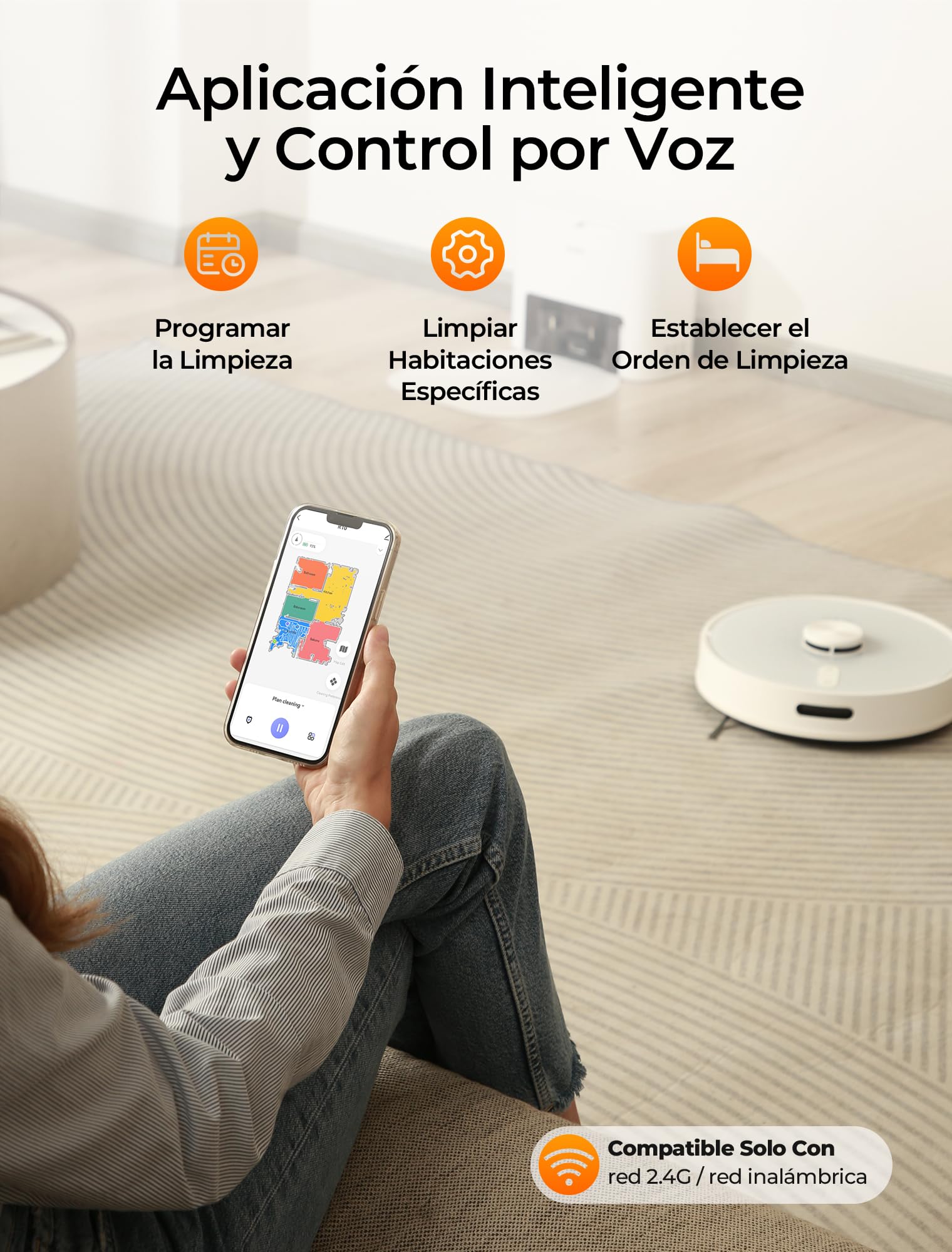 R10 Robot Aspirador y Fregasuelos con Mapeo, Aspira y Friega Suelos, Vaciado Automático de Polvo de 4L, Doble Navegación LiDAR + IMU, Zonas Prohibidas y Muros Virtuales, Control App, Alexa y Google