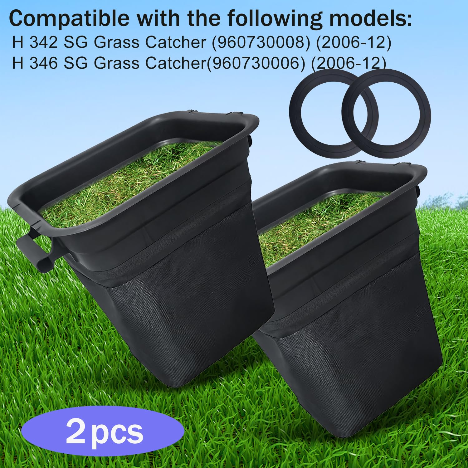deawater 2 Bolsas de césped Suave 532400226 400226 con Junta de Cubierta para cortacésped Husqvarna Craftsman Ariens Poulan AYP