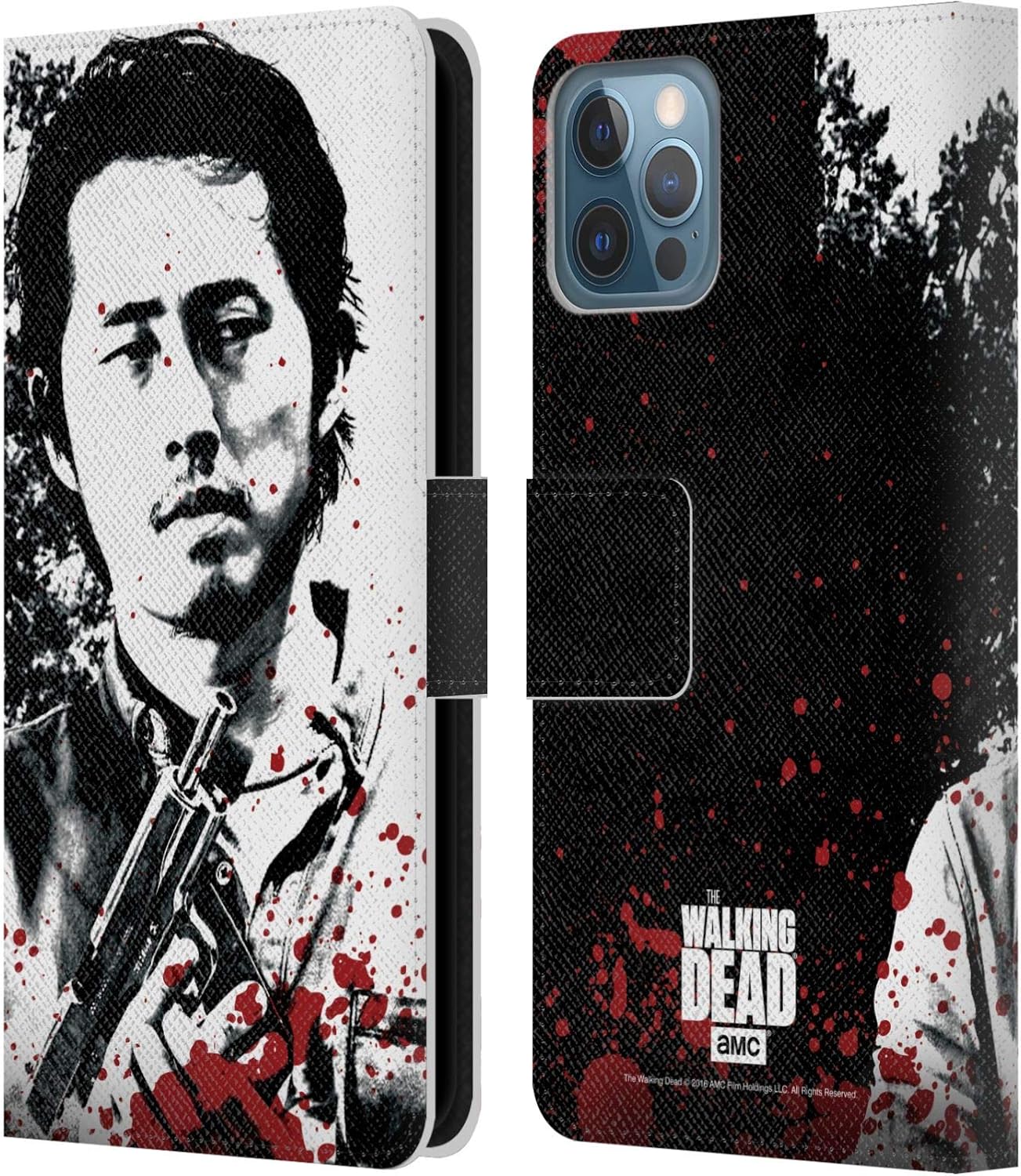 Head Case Designs Officially Licensed AMC The Walking Dead Reload Gore Leather Wallet Case Compatible with Apple iPhone 12 / iPhone 12 Pro