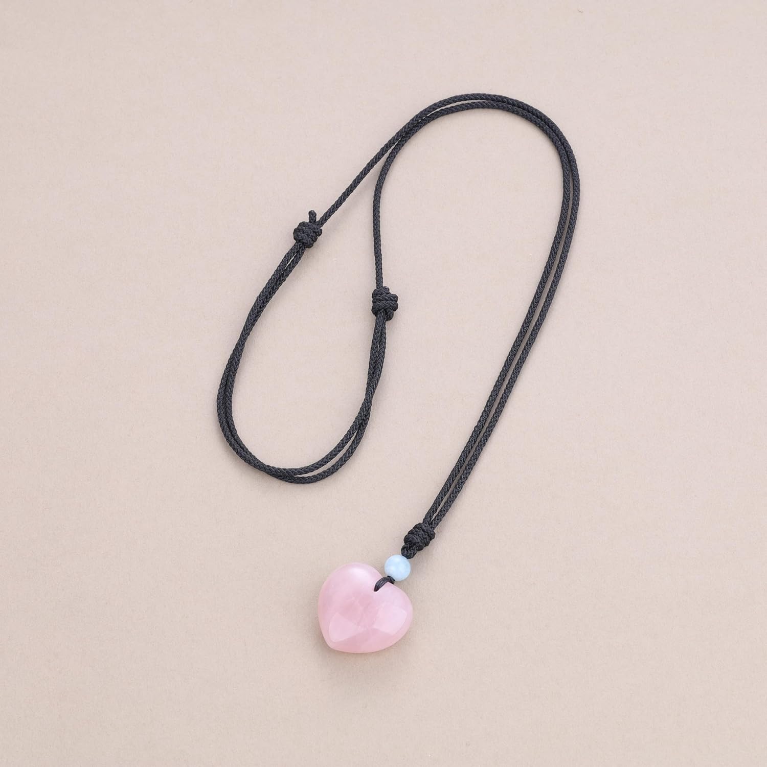 Womens Rose Quartz Crystal Heart Pendant Necklace - Image 5