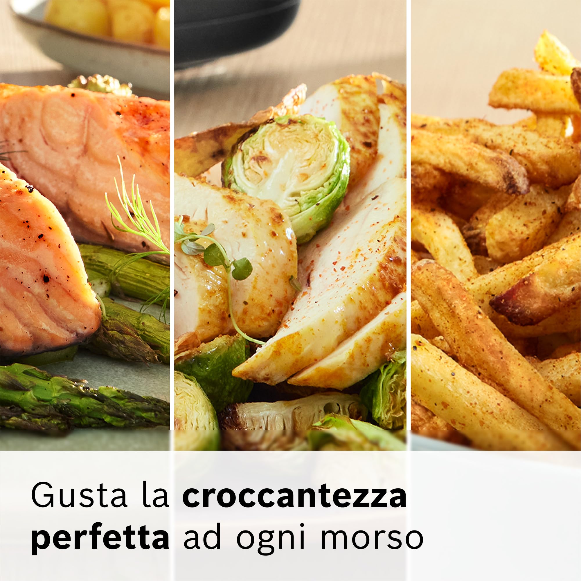 Bosch Serie 6 Friggitrice ad Aria MAF671C0, Air Fryer XXL, Capacità 7,2 L, 7 Programmi Preimpostati, Finestra sul Cestello Illuminata, Cottura Fino al 65%* Più Veloce, Beige