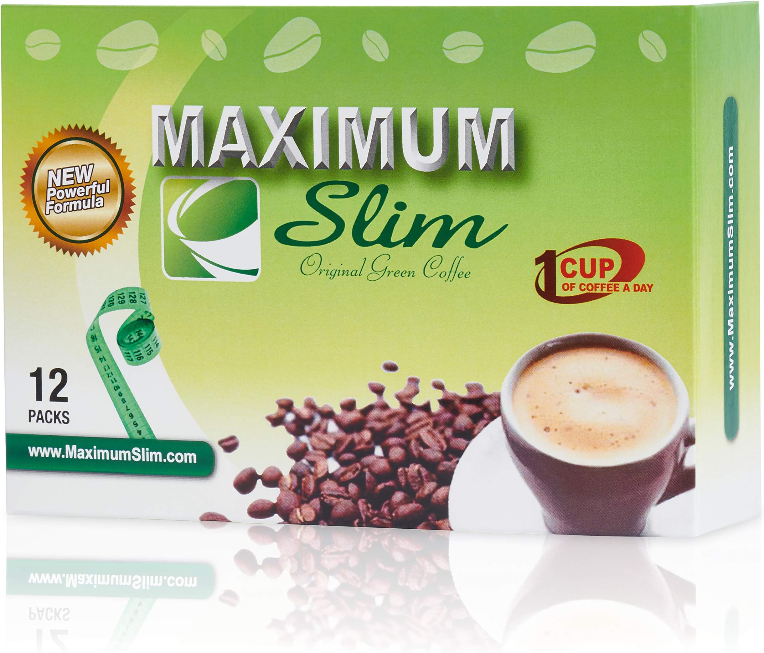 Maximum Slim Original Green Coffee –Premium 4-in-1 Formula with Natural Herbal Extracts for Energy & Vitality. Creamy & Delicious for Maximum Satisfaction. No Messy Side Effects-Made in the USA-12 Ct