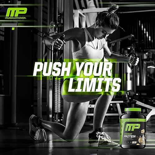 Miniatura 7 de MusclePharm Combat Proteína en polvo, sabor a galletas y crema, alimenta los músculos para entrenamientos productivos, 5 fuentes de proteína