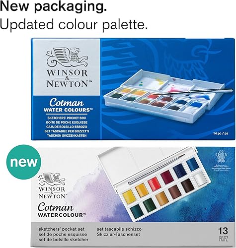 Miniatura 2 de Winsor  Newton - Cotman - Caja de bolsillo de pintura para acuarelas medias pastillas 14 piezas