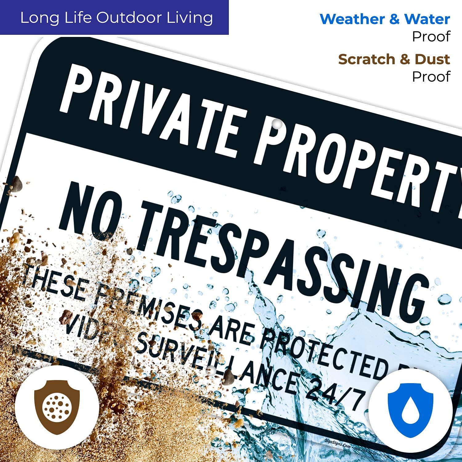 Private Property No Trespassing Sign, Video Surveillance Sign, 12x18 Inches, Rust Free .063 Aluminum, Fade Resistant, Made in USA