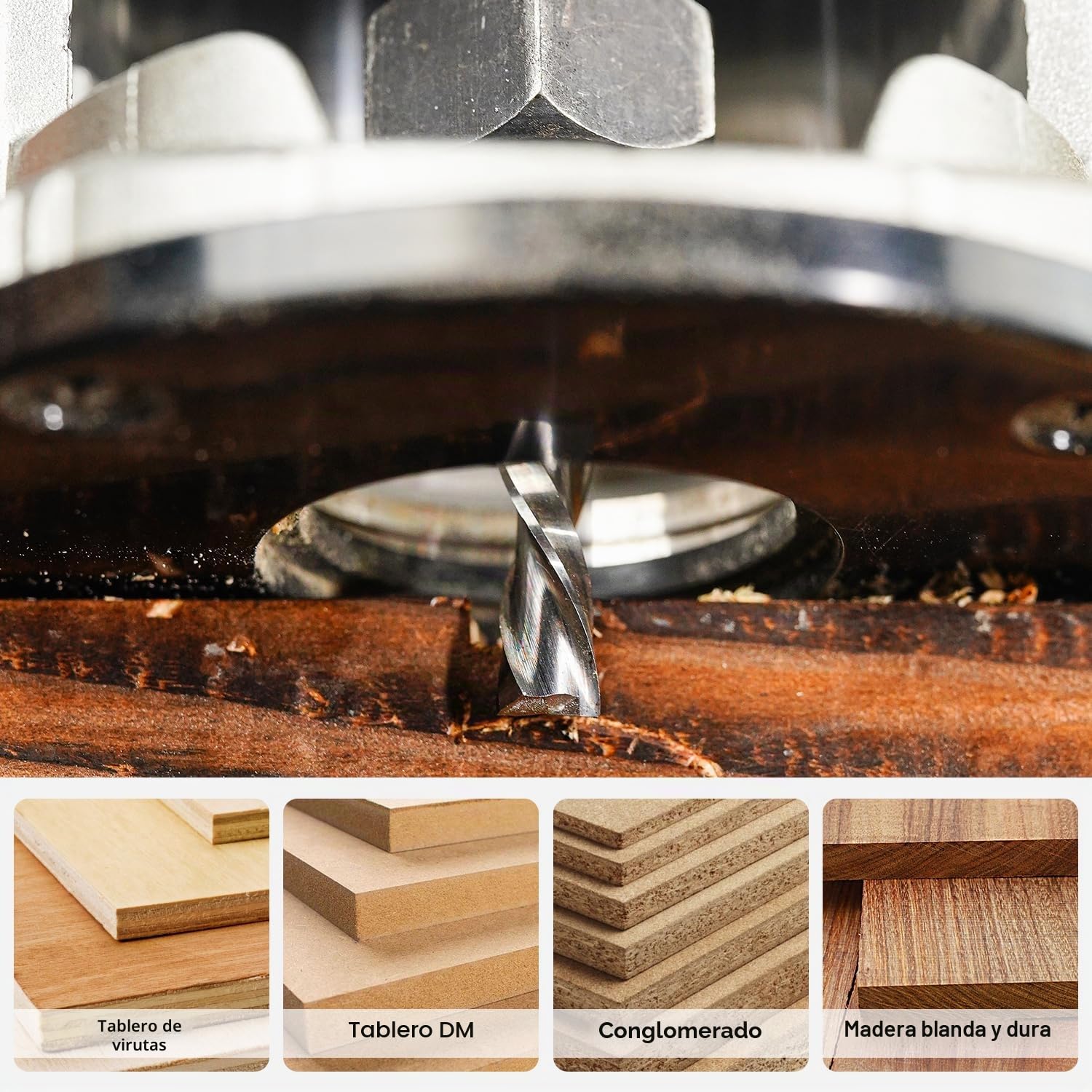 SpeTool Fresas para Madera 8mm Fresa de Ranurar Compresión Fresa Espiral HRC55 Longitud de Corte 32 mm CNC Fresa Helicoidal Brocas Enrutador Carburo Sólido Fresas de Corte para Cortar Madera